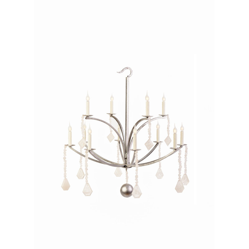Laurel Bay 12 - Light Chandelier, Antique Silver