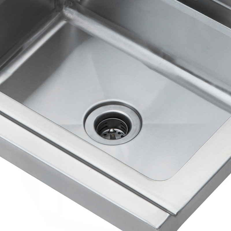 Commercial Hand Sink With Faucet And Side Splash, Stainless Steel Sink For Washing, Small Hand Washing Sink, Wall Mount Hand Basin For Restaurant, Kitchen, Bar, Garage And Home, 17X12.8 Inch