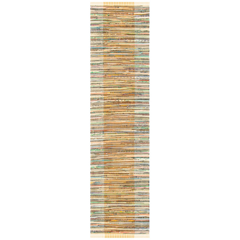 Rag Rug Flat Weave Cotton Striped Rug, Runner 2'3" x 9'