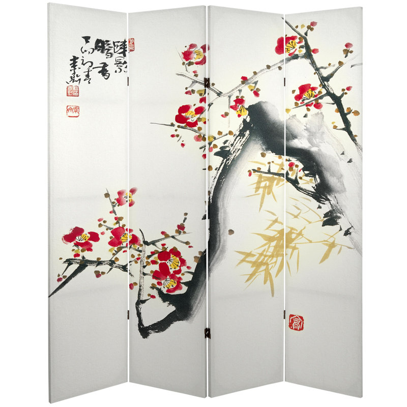 Cloison en toile Cherry Blossoms, 71" H x 64" W x 1" D, 4