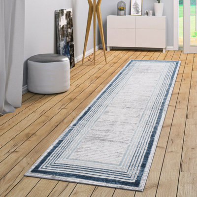 Tapis tissé et tissé 2 x 8, bleu, sans déchet et teinture, décore le salon, la chambre à coucher, la salle à manger, le bureau, bleu, ne perd pas ses poils