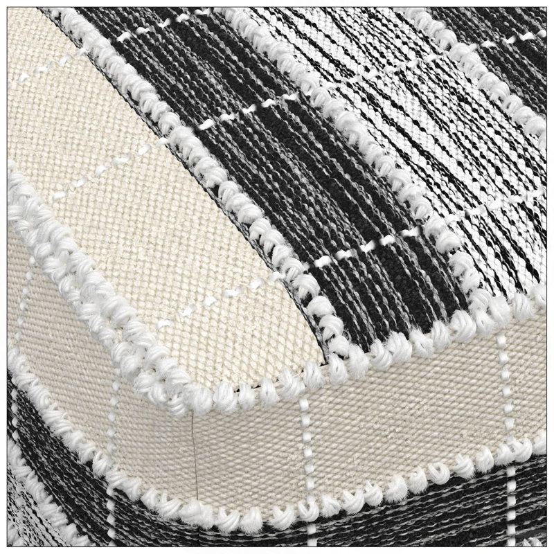 Pouf carré orge - blanc / beige / noir