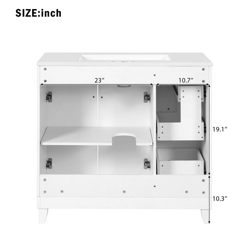 Meuble-lavabo 36 po avec lavabo en céramique, Blanc