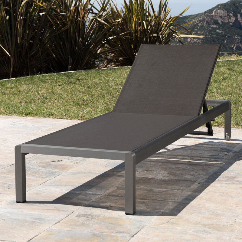 Chaise d'extérieur grise - Chaise en maille ajustable et respirante
