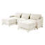 Chenille beige à trois places avec 2 repose-pieds mobiles, soutien lombaire, rembourrage à haute résilience, base en bois robuste, conception simple et épurée en beige, coussin, matériau, éponge de qualité,-975377972