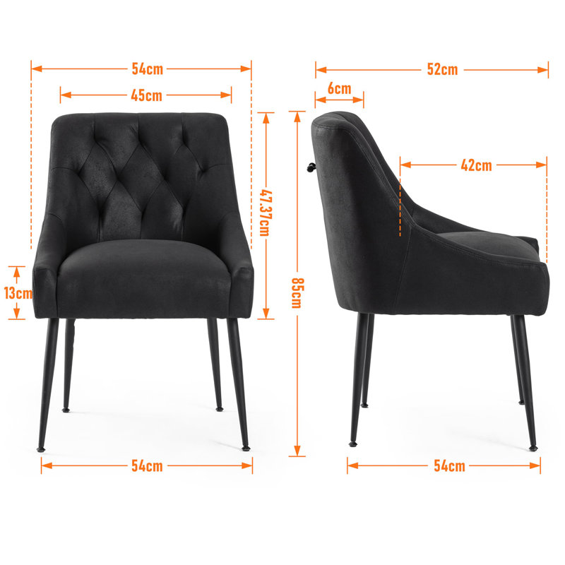 Gennadiy 38cm H Upholstered Metal Side Chair, Black