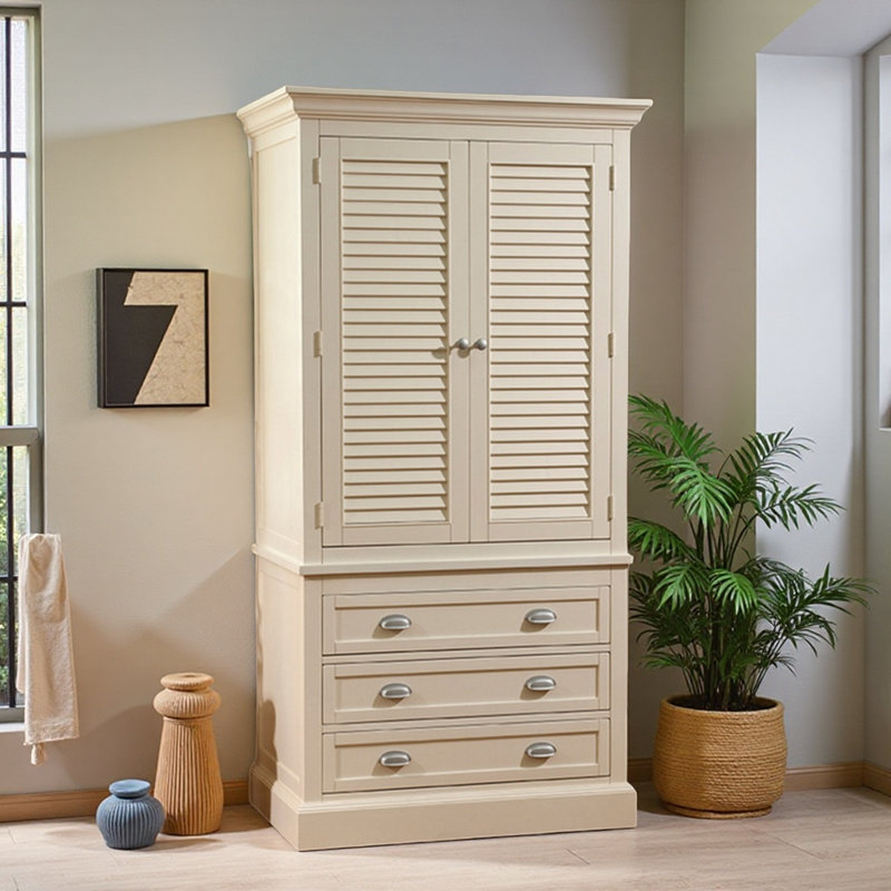 Armoire américaine en bois massif blanc cassé