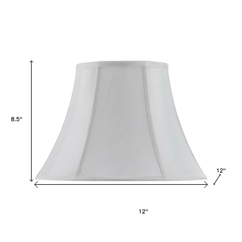 White Linen Piped Bell Lamp Shade, 8.50" H x 12.00" W x 12.00" D, White