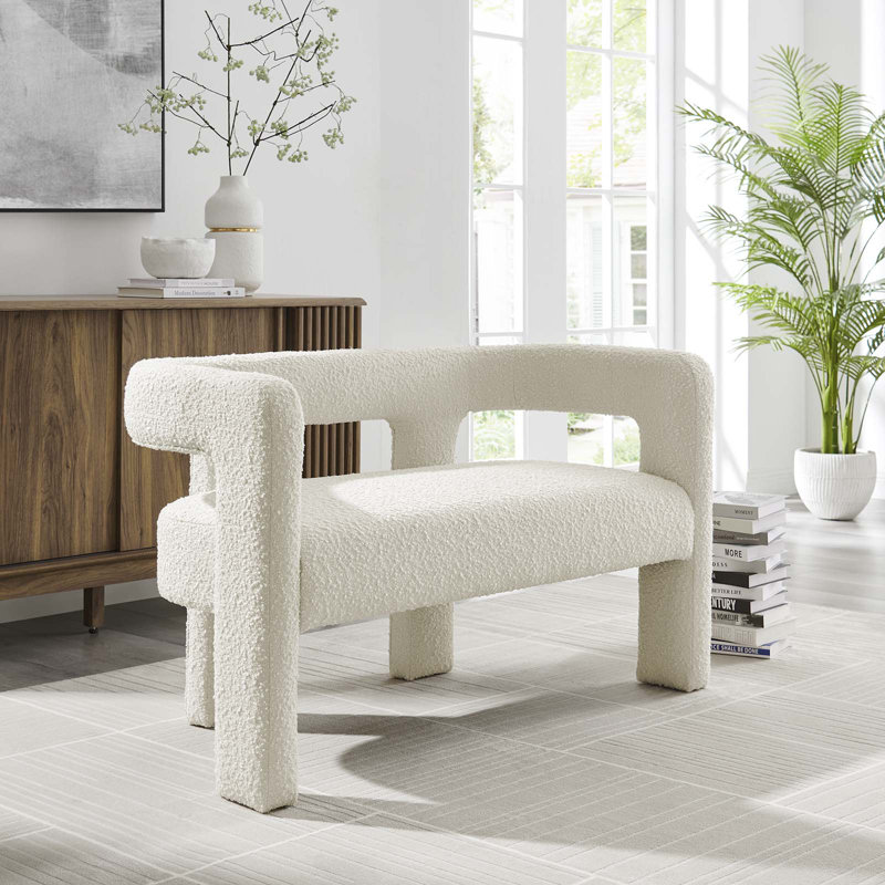 Modway Kayla Boucle Upholstered Loveseat, Ivory Boucle