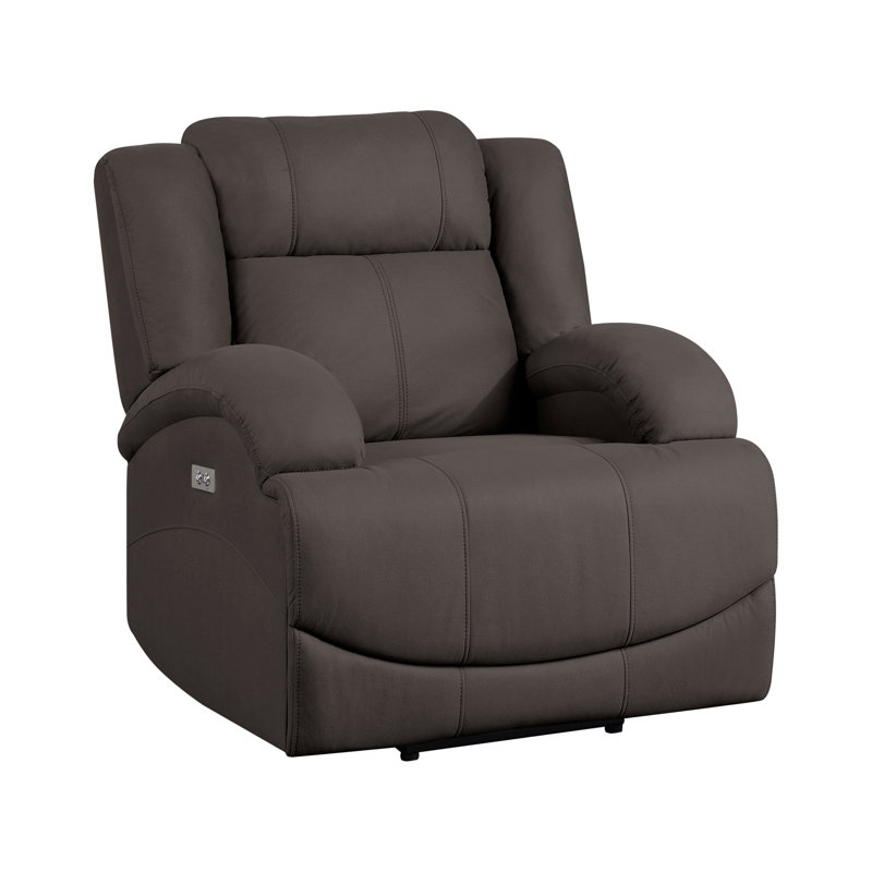 Fauteuil inclinable électrique transitionnel de 36 po Herriman avec revêtement luxueux en microfibre polie, contrôle de puissance à une touche, confort réglable à plusieurs positions