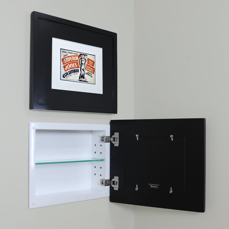 Armoire à pharmacie encastrée avec l 14 po et H 11 po avec 1 tablette réglable, Noir, noir, noir, noir