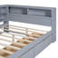 Lit de jour gris avec 2 consoles, 2 tiroirs de chargement et lit double, tablette de rangement