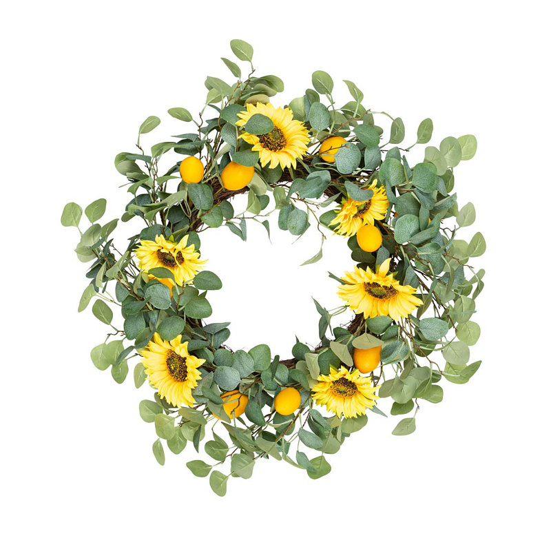 Dried Sunflower Silk 25'' Wreath