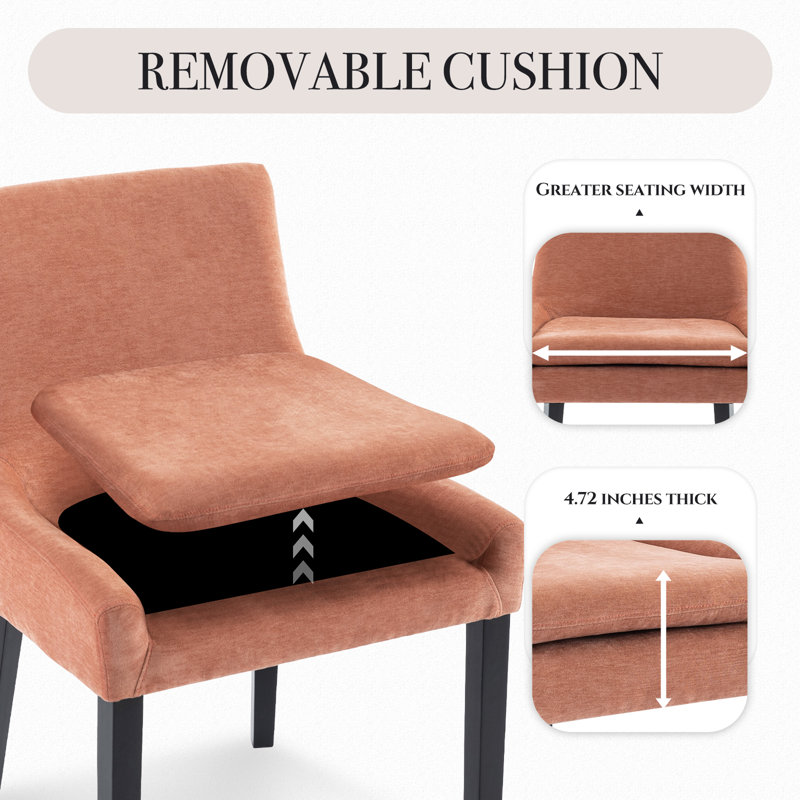 Chaise d'appoint rembourrée en velours côtelé Demarrion, Tissu rose