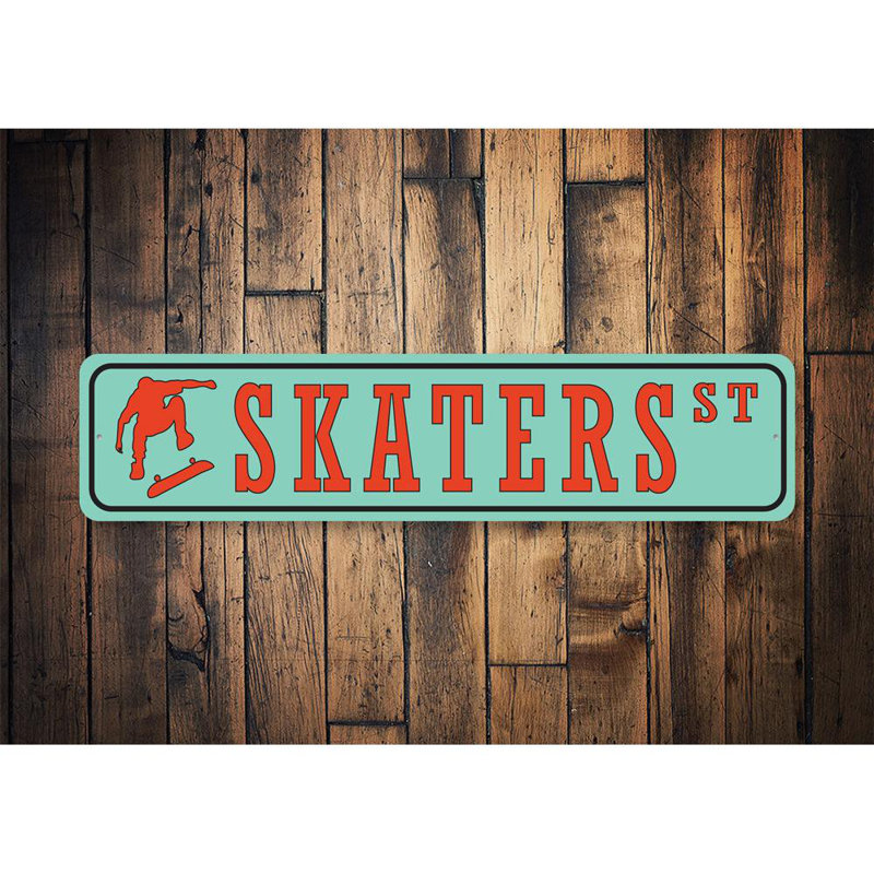 Plaque en aluminium Skaters Street, H 4 po x l 18 po x P 0,04 po