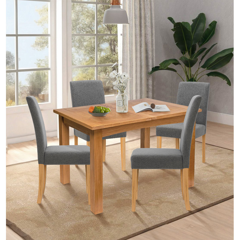 Sorrento 4 - Person Extendable Solid Oak Dining Set, Grey