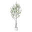 Eucalyptus artificiel Aldina avec grand pot de fleurs blanc, faux eucalyptus en pot