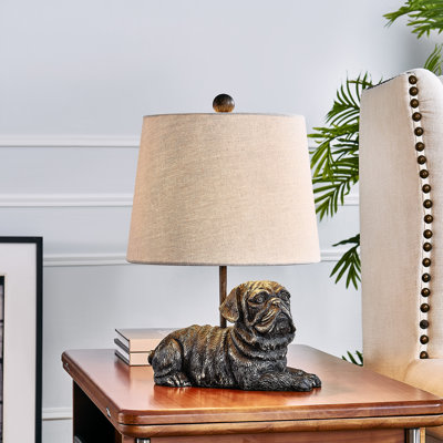 17.25" Resin Pug Table Lamp With Shade