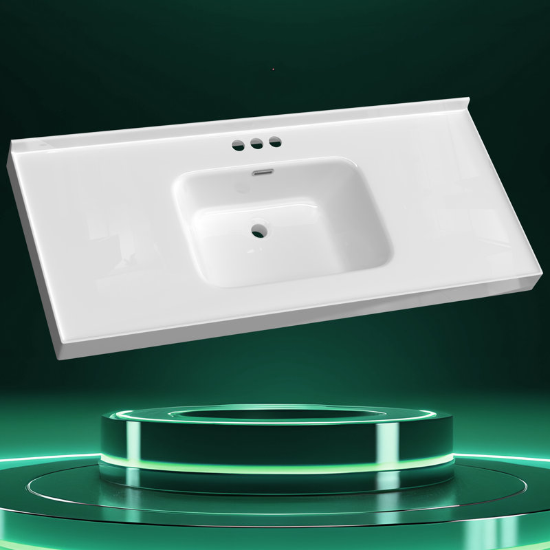 Comptoir de meuble-lavabo simple 49 "à surface solide avec comptoir de salle de bain blanc avec lavabo
