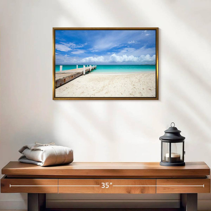 Île Providenciales Macfarlane, Cadre flottant doré, 19 po x 13 po