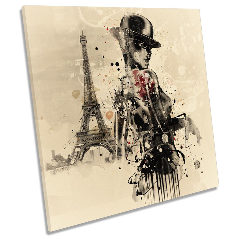 Z0113 Grunge Fashion Paris Modern - Wrapped Canvas Print, 60cm H x 60cm W x 2cm D