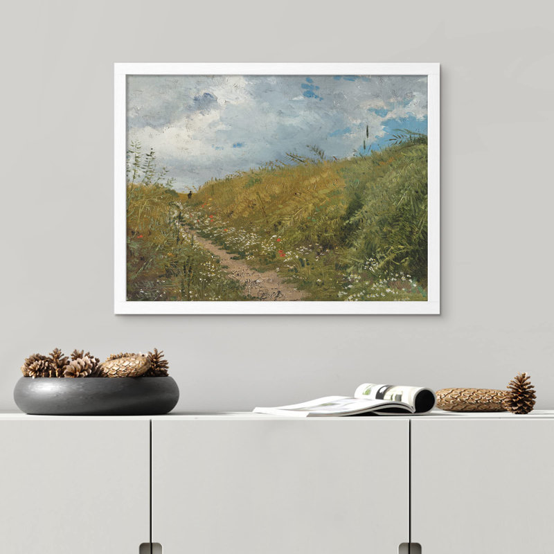 «Green Flower Countryside Cloud Sky» sur, H 12 po x l 16 po, Blanc
