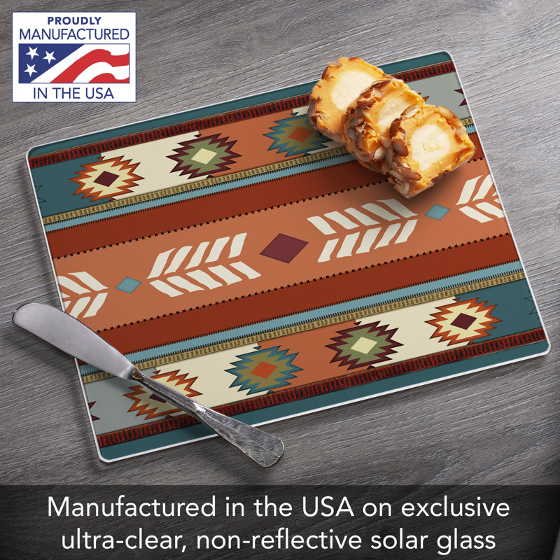 Southwest Vibe Rectangular Tempered Glass Cutting Board 10" x 8"