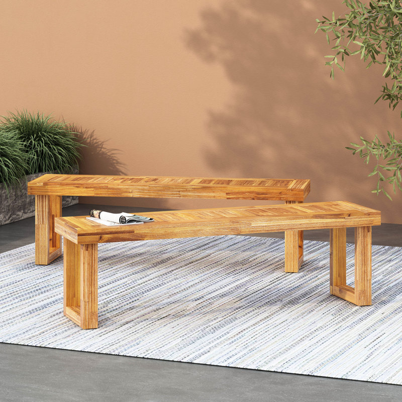 Natural Wood Benches   Of 2  - Resists Unpredictable Weather Bench Pair  2  , Strong Frame