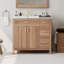 Meuble-lavabo de 36 po en bois avec cadre en bois massif, 2 portes à fermeture douce, 3 tiroirs à fermeture douce, tablette réglable, armoire de rangement moderne pour les petites salles de bain