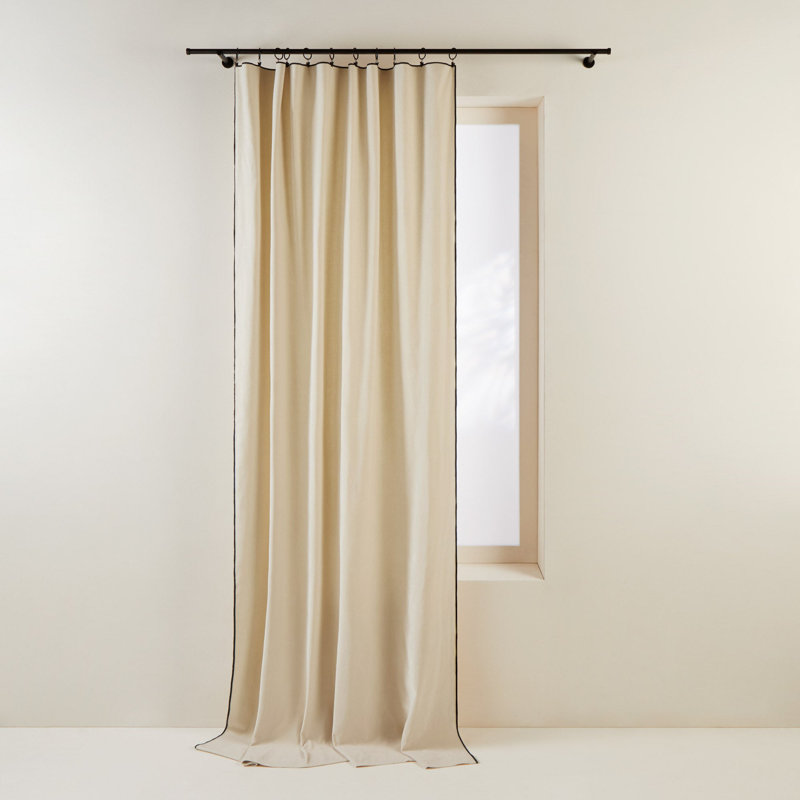 Dario Room Darkening Curtain Single Panel, Beige, 140cm x 280cm