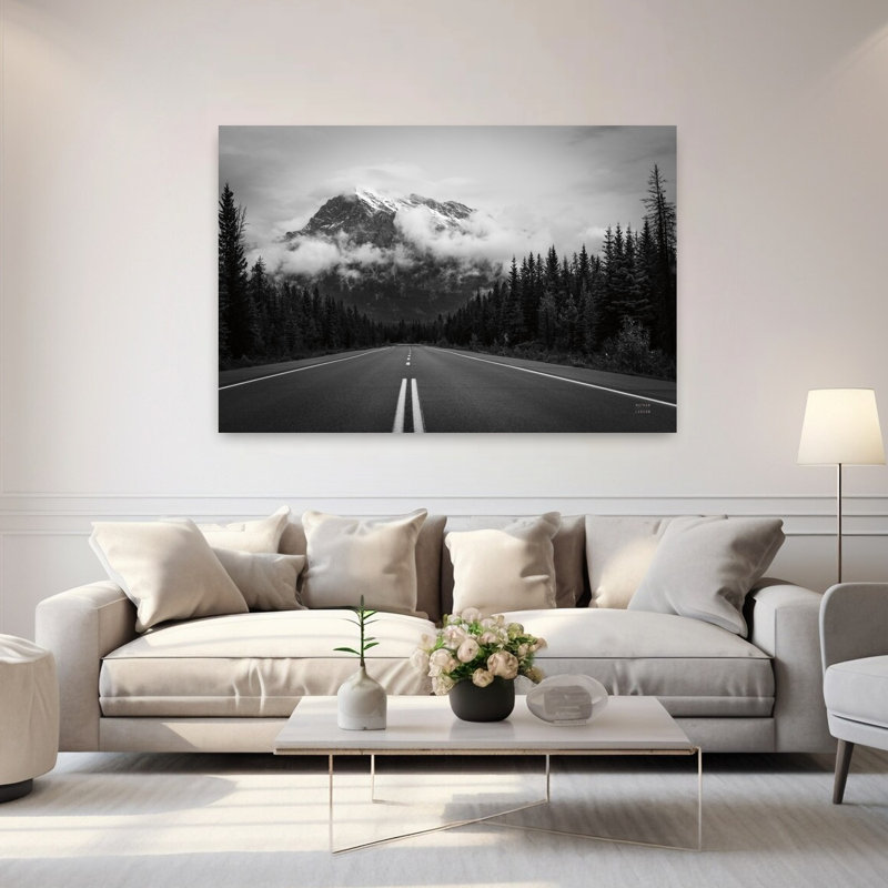 Paysage contemporain abstrait en mouvement, 40" H x 60" W