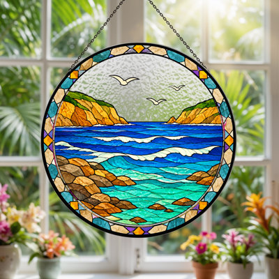 «Blue Ocean Waves and Rocky Cliff», reproduction d'art sur toile