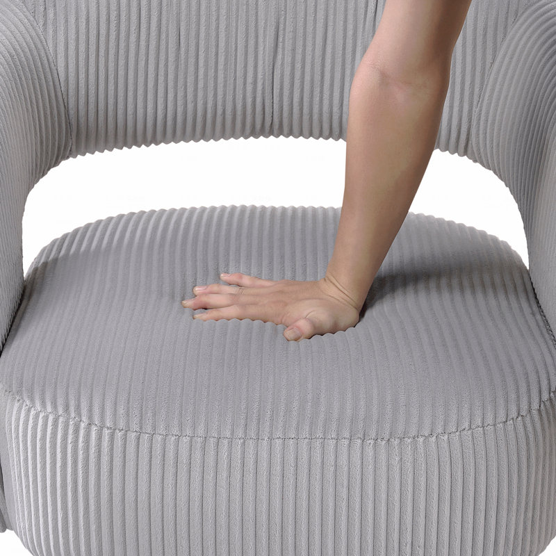 Chaise d'appoint - Luxueux fauteuil en velours côtelé moelleux de style moderne avec siège moelleux en bois massif, Gris