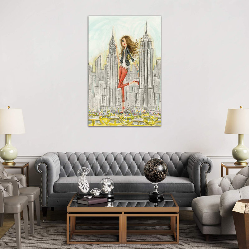 New York by Bella Pilar - Painting on Canvas, 152.5 cm H x 101.5 cm W, White Floater Framed