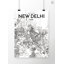 « new delhi city map », impression d’art graphique en gris-31735590