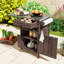 Chariot de barbecue pour l'extérieur avec abattant, plateau en acier inoxydable, rangement spacieux et roues verrouillables-126325891