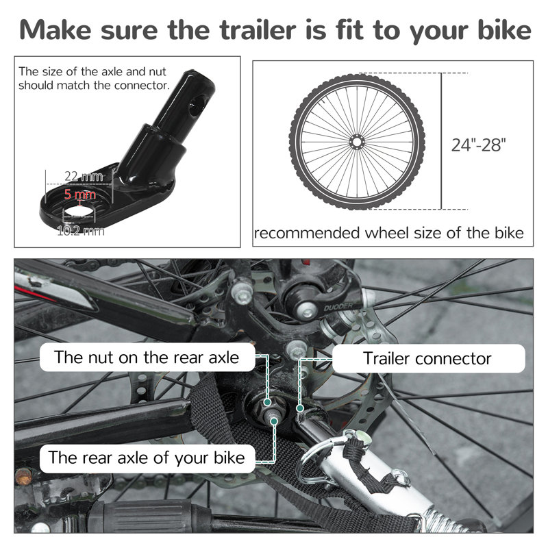 White Foldable Pet Bike Trailer and Stroller with Detachable Carrier