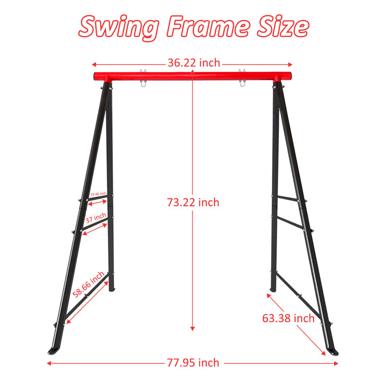 Red and Black Metal Indoor/Outdoor Swing Frame