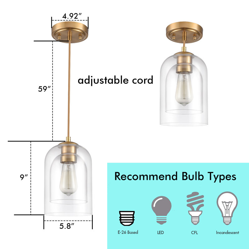 Luminaire suspendu cylindrique à 1 lumière Cumminsville