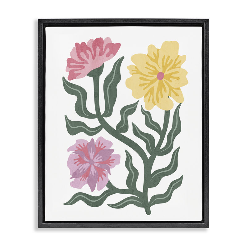 Cadre moderne à fleurs flottantes avec feuilles incurvées, design par Kim Allen, H 31 po x l 25 po