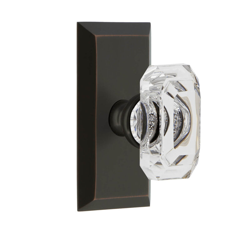 Grandeur Concealed Screw Mechanism Geometric Knob with Rectangle Rosette, Timeless Bronze