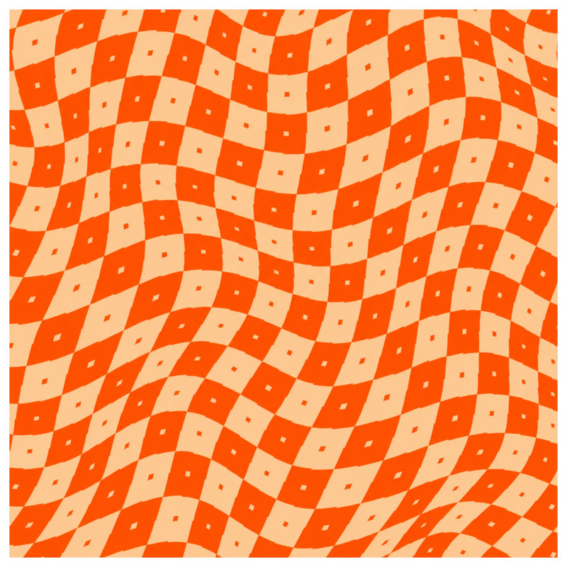 Orange Beige Checkered Quilted Bedspread All Sizes, Full / Double
