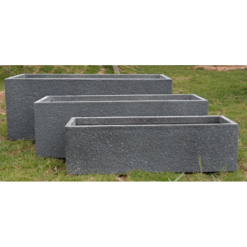 Textured Concrete Effect Trough Planter By Idealist Lite, 23.5cm H x 70cm W x 22.5cm D