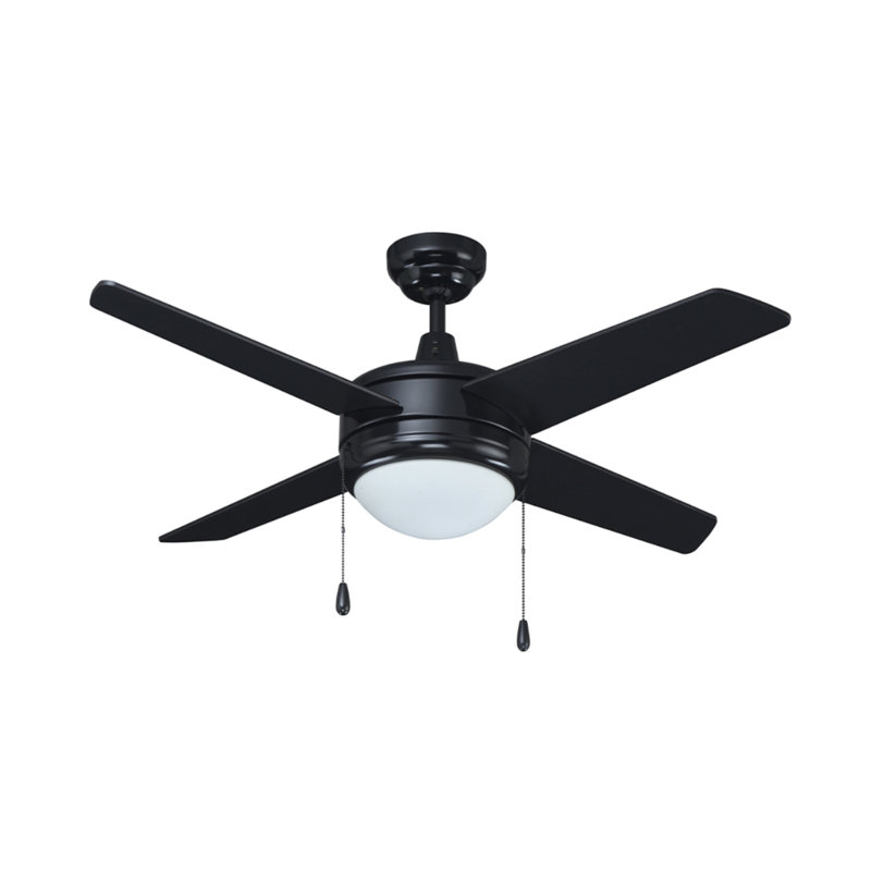 Ventilateur de plafond 52 pales 52 po avec finition DEL noire, Noir, Noir