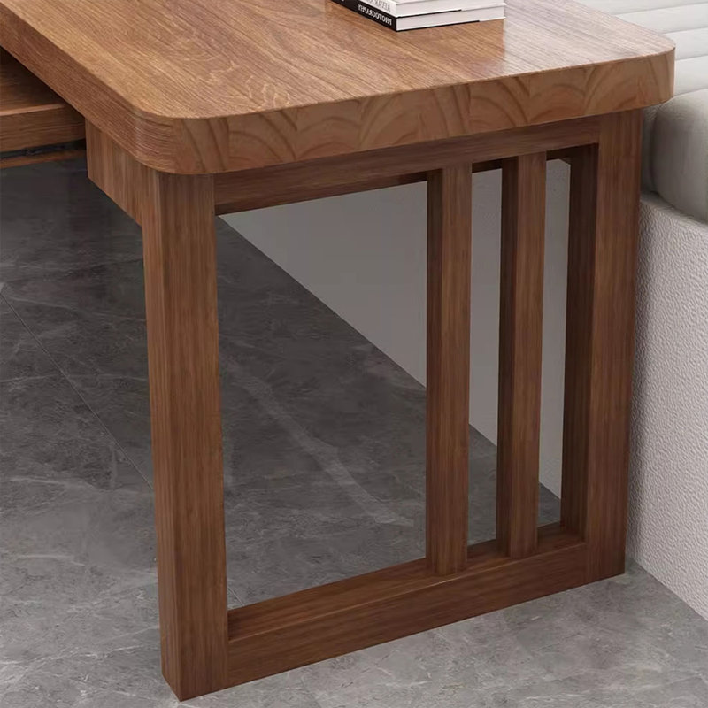 Bureau rectangulaire à 3 tiroirs en bois massif brun noisette, H 29,53 po x l 62,99 po x P 47,24 po, Retour à gauche