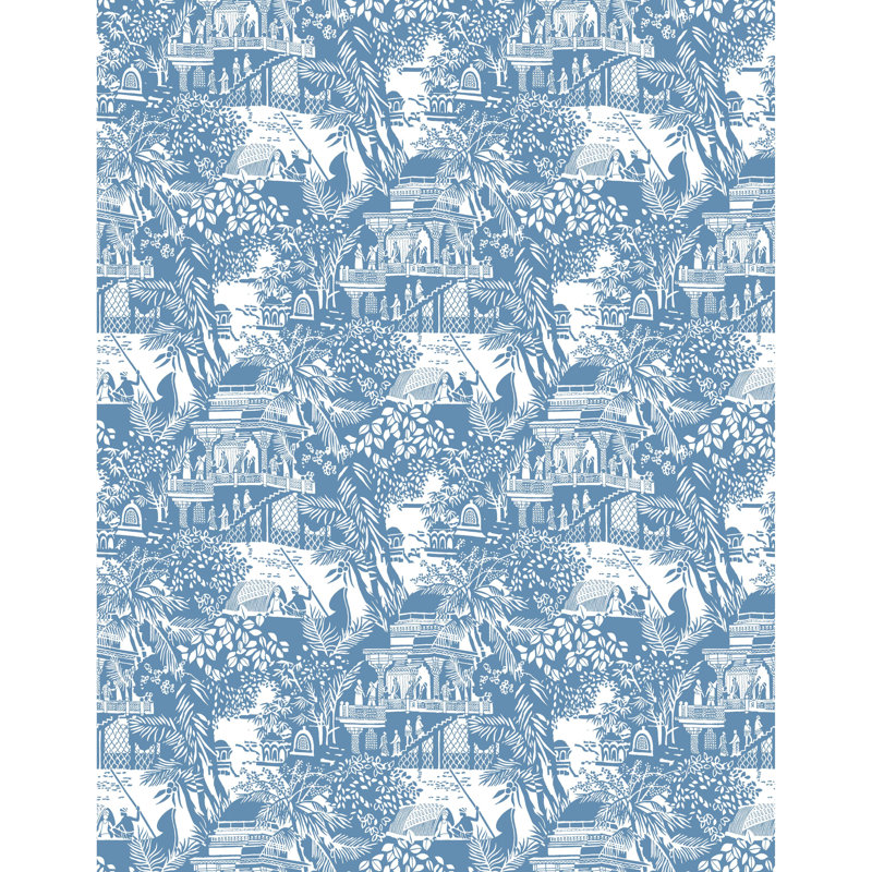 Olimpo Toile Vinyl Wallpaper Roll, Azul
