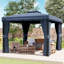 Outsunny 3 x 3(m) Patio Gazebo Canopy with 2 Tier Roof, Dark Blue