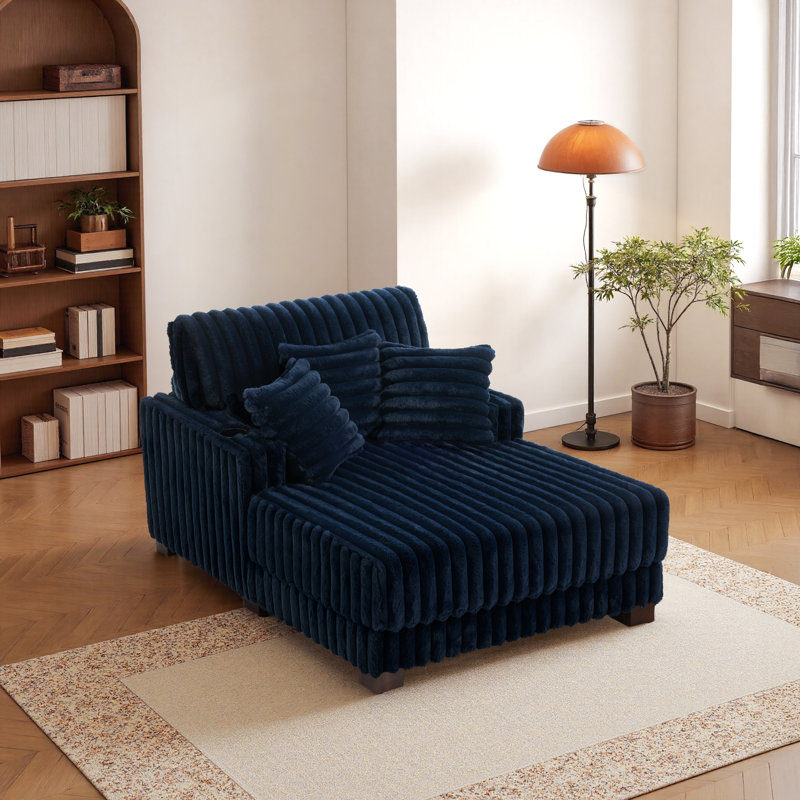 Upholstered Chaise Lounge, Navy
