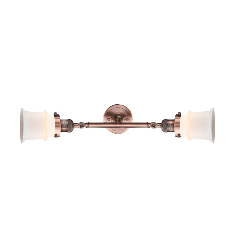 Éclairage pour salle de bain 2 lumières Alexandira, Boîtier blanc mat, Cuivre antique, Ampoule non incluse