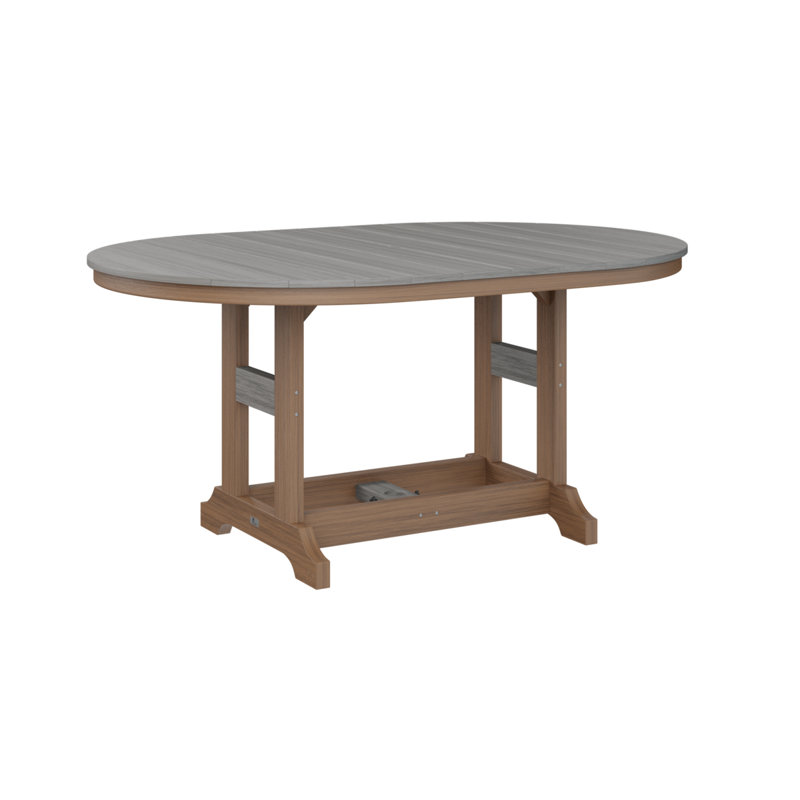 Garden Classic Outdoor Oval Dining Table, Antique Mahogany, Driftwood Gray